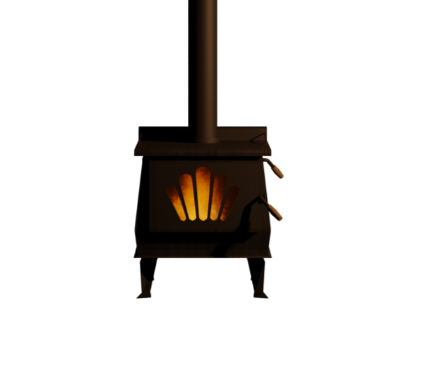 A wood burning stove designed for projection in &quot;MANEATER&quot; an original play by Madison Kartoz. Blender 3D