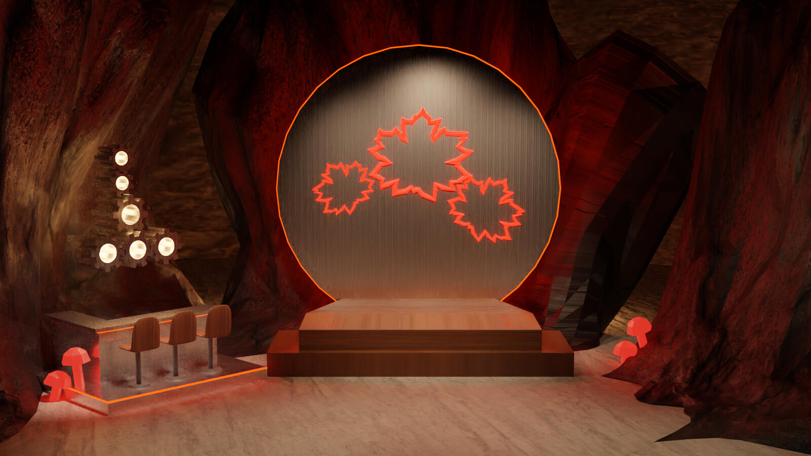 &quot;The Devil&#39;s Nightclub&quot; a projected set designed in Blender 3D. For Madison Kartoz&#39;s original play &quot;MANEATER&quot;